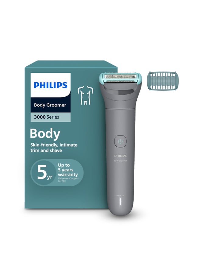 Body Groomer BG3470/15 | Trim & shave body hair | 100% showerproof | Skin-friendly | 2 mm comb | Up to 60 min cordless | Easy to clean grey