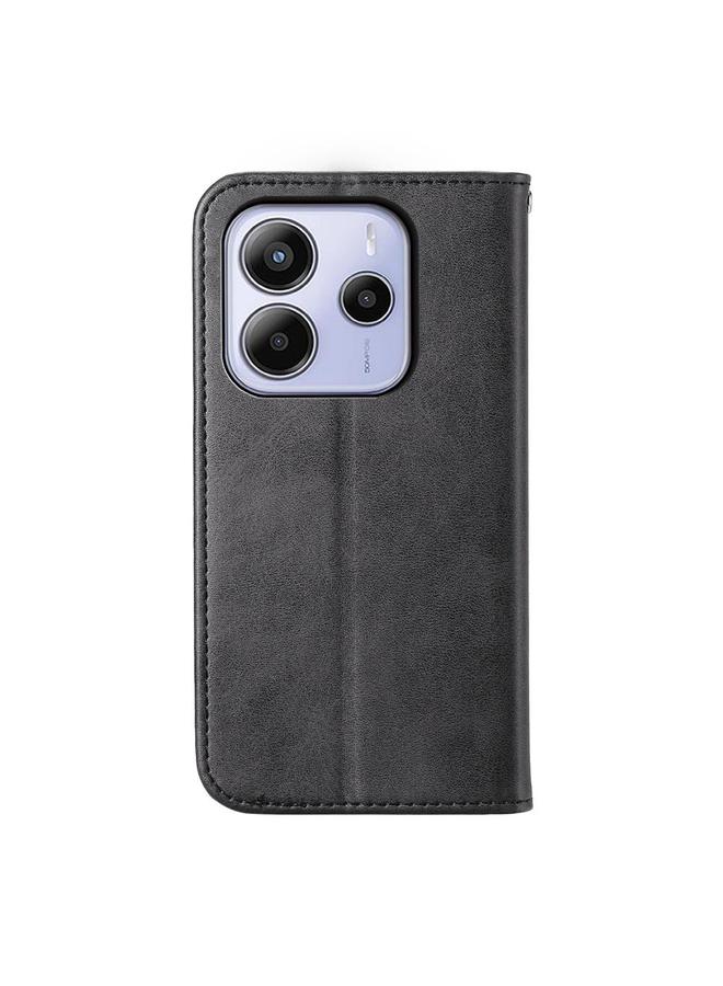 S-TOP Case For Redmi Note 14 4G 163.25mm Global Cubic Grid Calf Texture Magnetic Leather Phone Case - Image 3