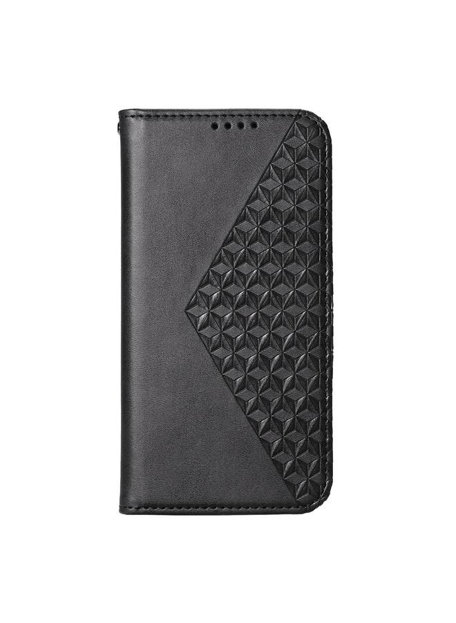 S-TOP Case For Redmi Note 14 4G 163.25mm Global Cubic Grid Calf Texture Magnetic Leather Phone Case - Image 2