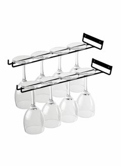Generic Glass Cup Rack 2 PCS Stemware Rack Black Drinking Glass Holder Under Shelf Metal Wall Mounted Hanging Rack Shelf Mug Cup Display Stand Glasses Storage Hanger for Cabinet Kitchen 12Inch  - Image 1