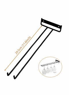 Generic Glass Cup Rack 2 PCS Stemware Rack Black Drinking Glass Holder Under Shelf Metal Wall Mounted Hanging Rack Shelf Mug Cup Display Stand Glasses Storage Hanger for Cabinet Kitchen 12Inch  - Image 2