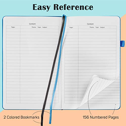 MaleDen 7 Pack Lined Journal Notebook, Hardcover PU Leather Notebook for Men Women, 100 GSM Thick Numbered Pages with Index Content, Inner Pockets, Bookmarks, A5 Ruled Writing Journal Bulk (Multicolor) - Image 4