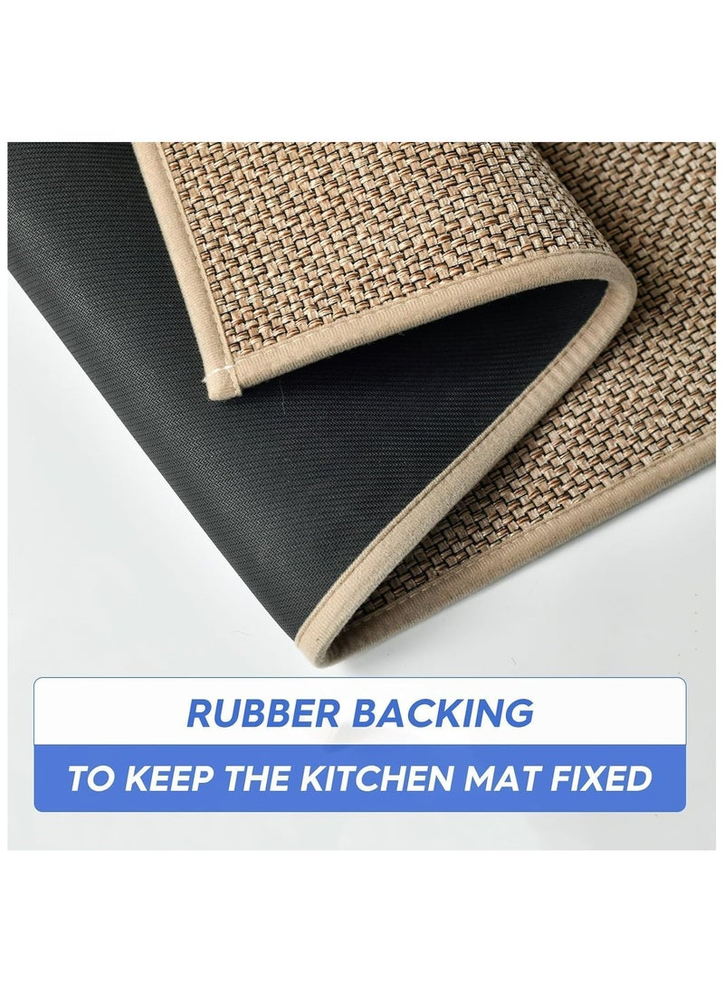 DAMAL Kitchen Floor Mat 2pcs Set, Non-slip Absorbent Natural Rubber Kitchen Carpet For Kitchen Floor, Sink, Corridor, Living Room Balcony, Beige (45*70cm+45*180cm)  - Image 5