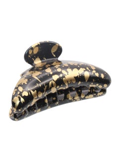 Parcelona Parcelona French Couture Medium 3" Black and Golden Cellulode Acetate Claw Clip Flexible Durable Jaw Hair Claw Clips for Women and Girls 