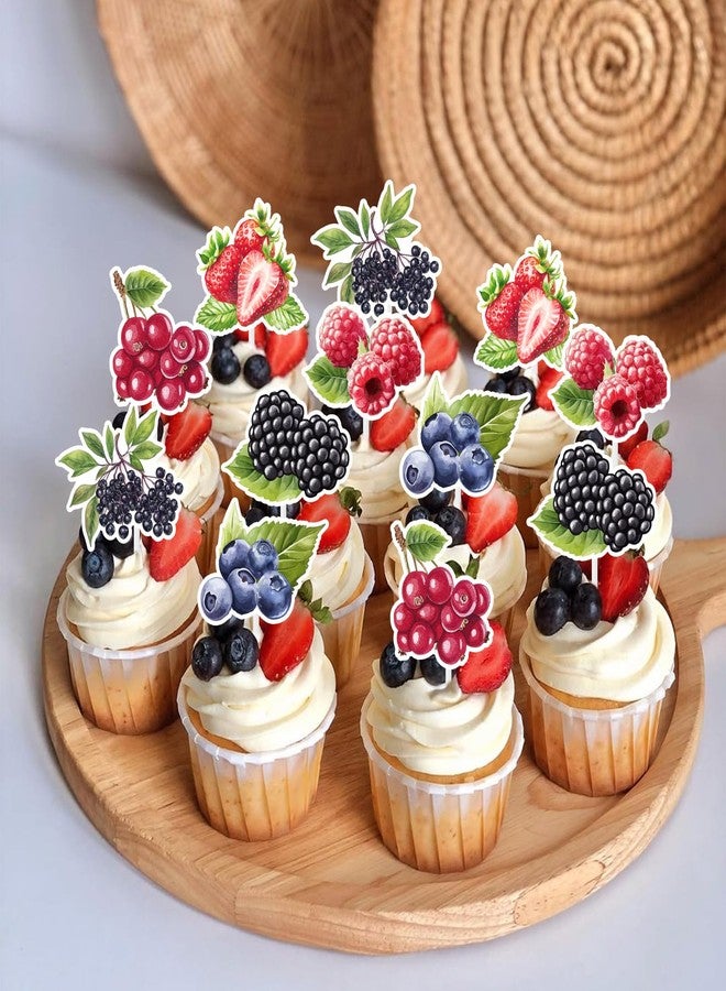 Fangleland 36Pcs Berry Cupcake Toppers Decoration, Colorful Sweet Fruit Themed Cupcake Picks Cake Decorations Birthday Baby Shower Party Supplies for Girls Boy - Image 5