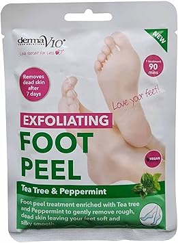 derma v10 DermaV10 Exfoliating Foot Peel Tea Tree and Peppermint 1 Pair - Image 1