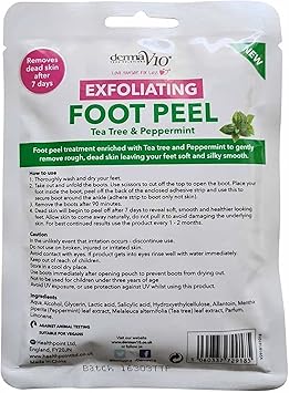 derma v10 DermaV10 Exfoliating Foot Peel Tea Tree and Peppermint 1 Pair - Image 2