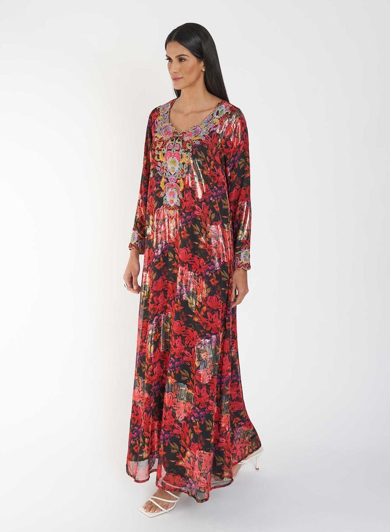 KASHKHA Digital Floral Printed Jalabiya - Image 4