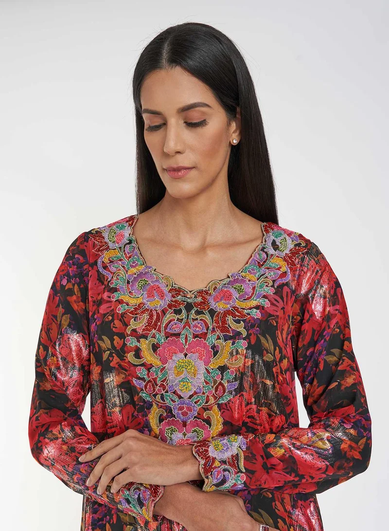 KASHKHA Digital Floral Printed Jalabiya
