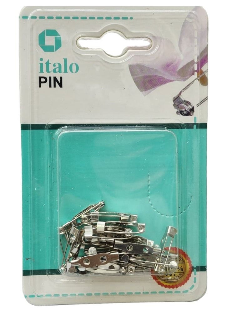 ITALO 25 Pieces Brooch Pin Back 2 Centimeter Useful For Craft Badge Name Tag DIY Jewelry Making and Craft Also Other Purposes Silver Color  - Image 1