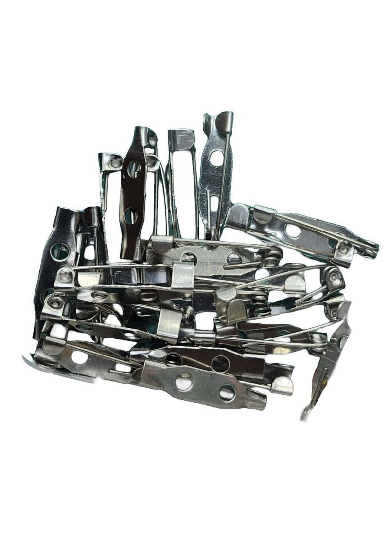 ITALO 25 Pieces Brooch Pin Back 2 Centimeter Useful For Craft Badge Name Tag DIY Jewelry Making and Craft Also Other Purposes Silver Color  - Image 2