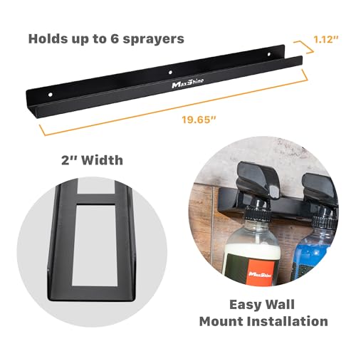 Maxshine Universal Detailing Spray Bottle Holder - Wall-Mounted Organizer for Mobile & Garage Detailing, Holds 6 Sprayers (16oz), Universal Lightweight Professional AccessoryM - Image 2