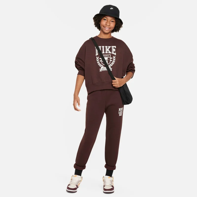 نايكي سبورتسوير سويتشيرت فليس اوفرسايزد كرو-نك للأطفال الكبار (للبنات)