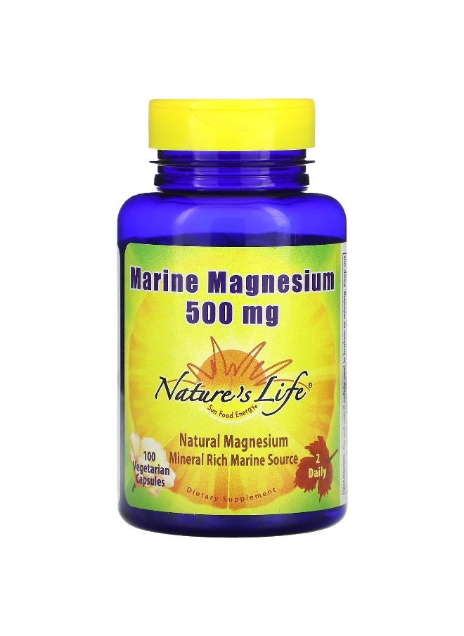 Nature's Life Nature's Life, Marine Magnesium, 500 mg, 100 Vegetarian Capsules (250 mg per Capsule)  - Image 1