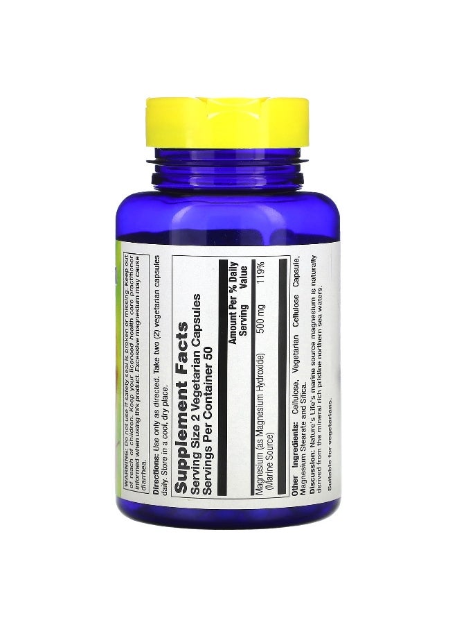 Nature's Life Nature's Life, Marine Magnesium, 500 mg, 100 Vegetarian Capsules (250 mg per Capsule)  - Image 2