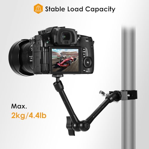 TARION Magic Arm with Super Clamp - 11in/28cm Adjustable Articulating Friction Camera Mount & Clamp with 1/4" and 3/8" Thread for LCD Monitor LED Light Flash Light Phone Action Cam - Image 4