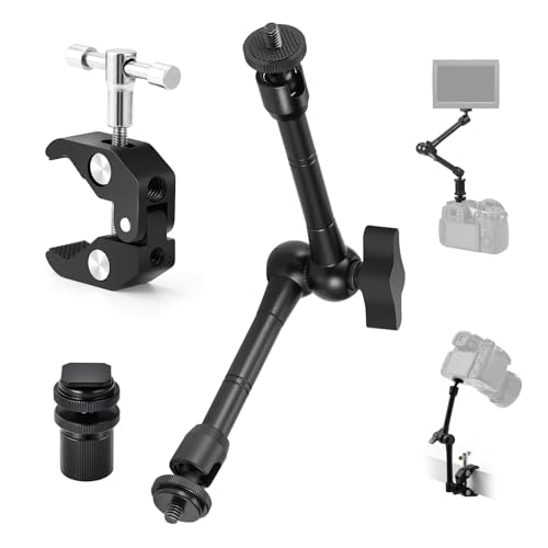 TARION Magic Arm with Super Clamp - 11in/28cm Adjustable Articulating Friction Camera Mount & Clamp with 1/4" and 3/8" Thread for LCD Monitor LED Light Flash Light Phone Action Cam - Image 1
