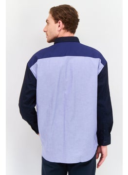Selected Homme Men Regular Fit Colorblock Long Sleeve Casual Shirts, Blue Combo  - Image 4