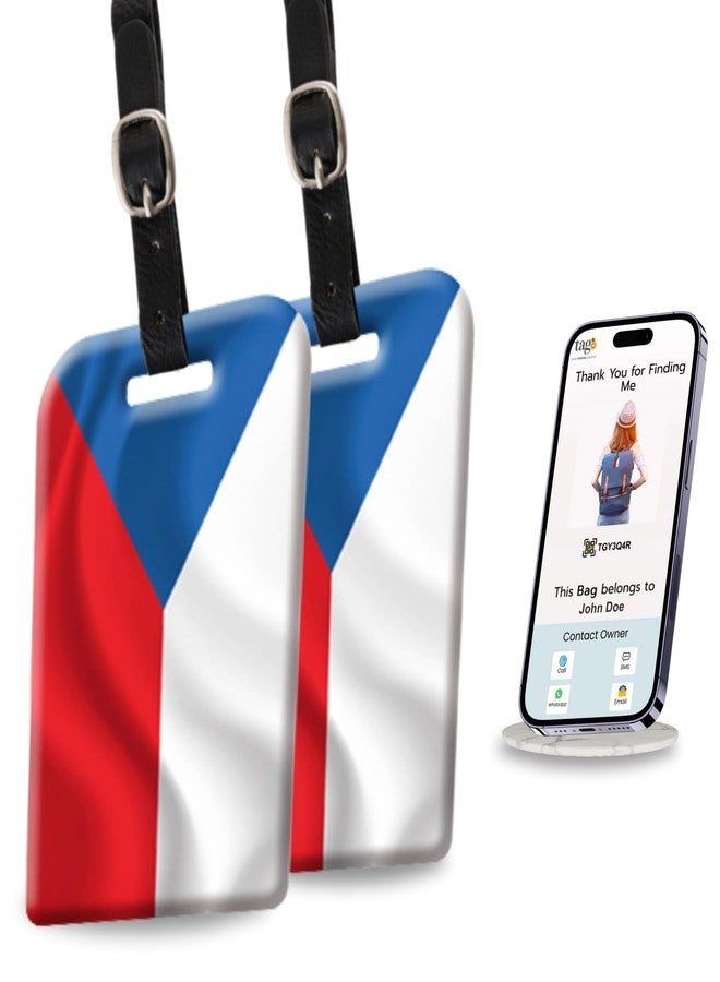 tag8 [Pack 2] tag8 Czech Republic Flag Smart Luggage tag |Trendy Luggage tag ID Identification | Suitcase Tag | Fashionable Digital Name tag | Airline Compliant, SITA World Tracer Code Enabled | Gift idea - Image 1