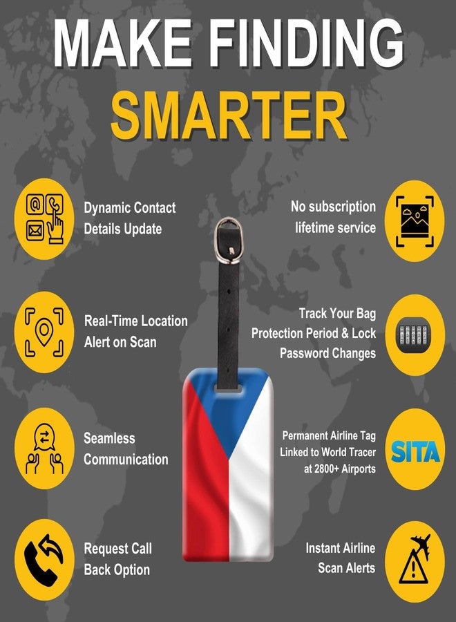 tag8 [Pack 2] tag8 Czech Republic Flag Smart Luggage tag |Trendy Luggage tag ID Identification | Suitcase Tag | Fashionable Digital Name tag | Airline Compliant, SITA World Tracer Code Enabled | Gift idea - Image 4