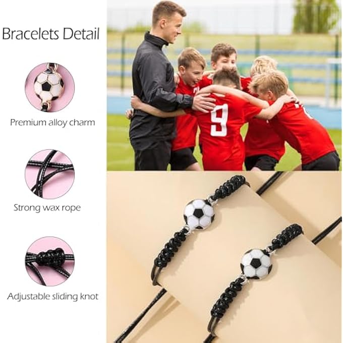 rayihni 2 Pcs Friendship Soccer Bracelets, Adjustable Bff Bracelets For Kids, Best Friend Gifts For Boys Girls, Personalized Football Gifts For Teens, Birthday, Christmas, Sports Lovers - Image 4