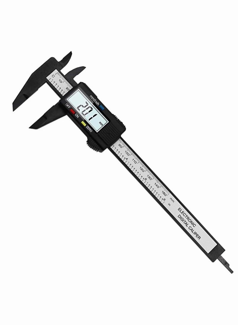 QST EXPRESS 0-150mm Electronic Digital Vernier Caliper Carbon Fiber Dial Gauge Micrometer Measuring Tool Digital Ruler Suitable for Daily and Professional Use (Black） - Image 3