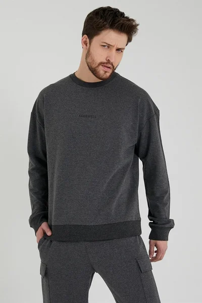اوديلون Men's Crew Neck Oversize Sweatshirt Anthracite