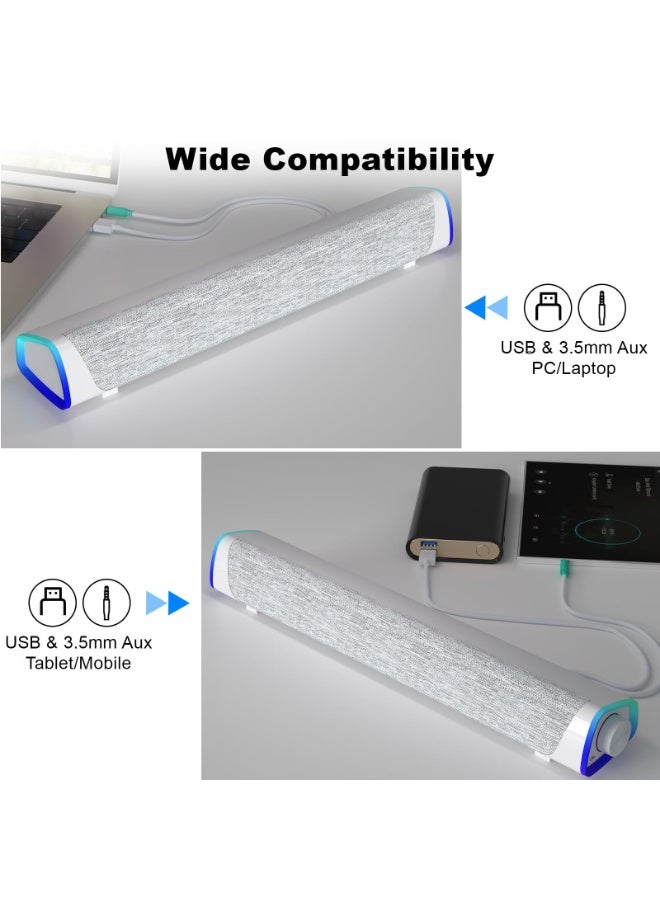 Joshberg Computer Speakers, Bluetooth/Wired Dual Mode RGB Lights with Switch Button, Surround Sound Portable Computer Sound Bar Speaker for Desktop Laptop - Image 4
