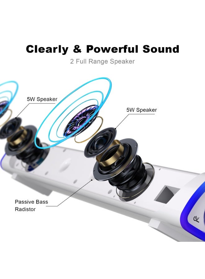 Joshberg Computer Speakers, Bluetooth/Wired Dual Mode RGB Lights with Switch Button, Surround Sound Portable Computer Sound Bar Speaker for Desktop Laptop - Image 2