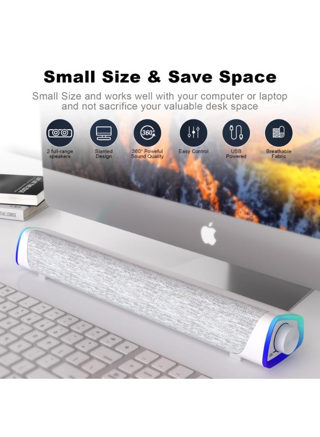 Joshberg Computer Speakers, Bluetooth/Wired Dual Mode RGB Lights with Switch Button, Surround Sound Portable Computer Sound Bar Speaker for Desktop Laptop - Image 5
