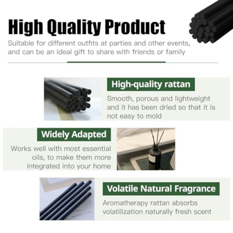 100pcs Long Reed Diffuser Sticks 60cm X4.0mm Large Black Reed Diffuser For Scented Oil Diffuser Diffuser Sticks 60cm Fragrance Sticks For Home Office 60cm x 4.0mm - Image 4