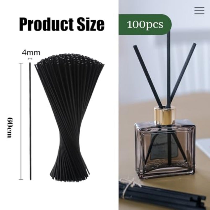 100pcs Long Reed Diffuser Sticks 60cm X4.0mm Large Black Reed Diffuser For Scented Oil Diffuser Diffuser Sticks 60cm Fragrance Sticks For Home Office 60cm x 4.0mm - Image 3