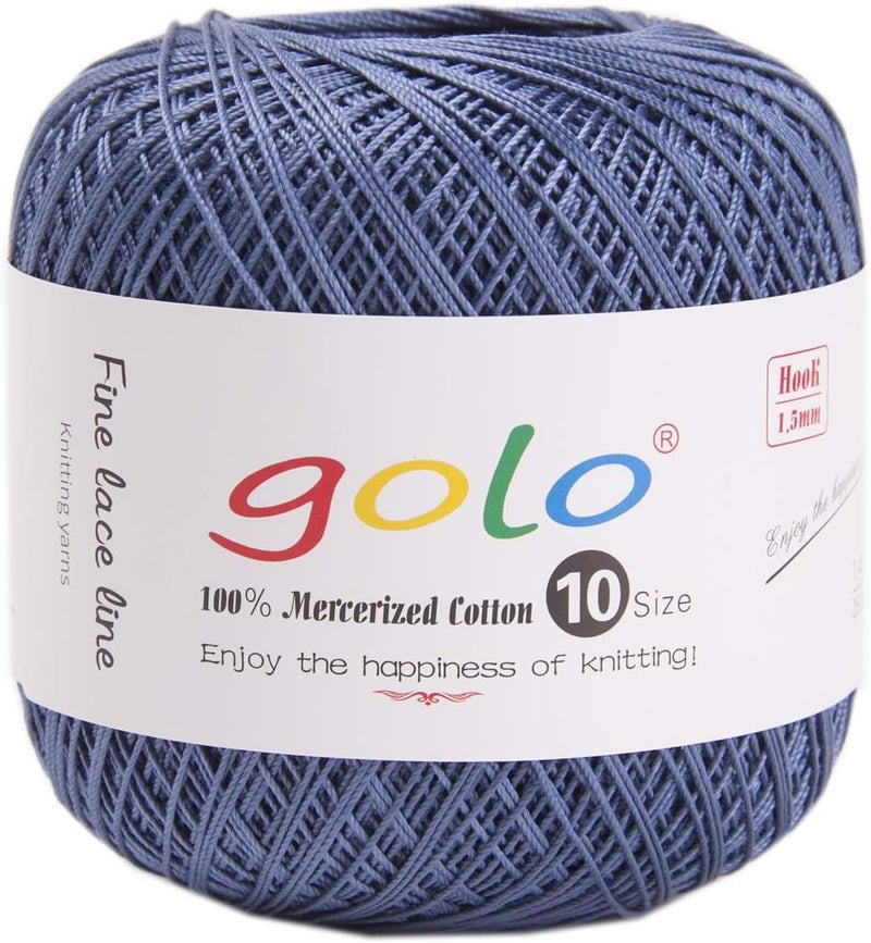 Golo Crochet Thread Balls Size 10 Cotton Thread Yarn for Crocheting Blue Gray 190 - Image 1
