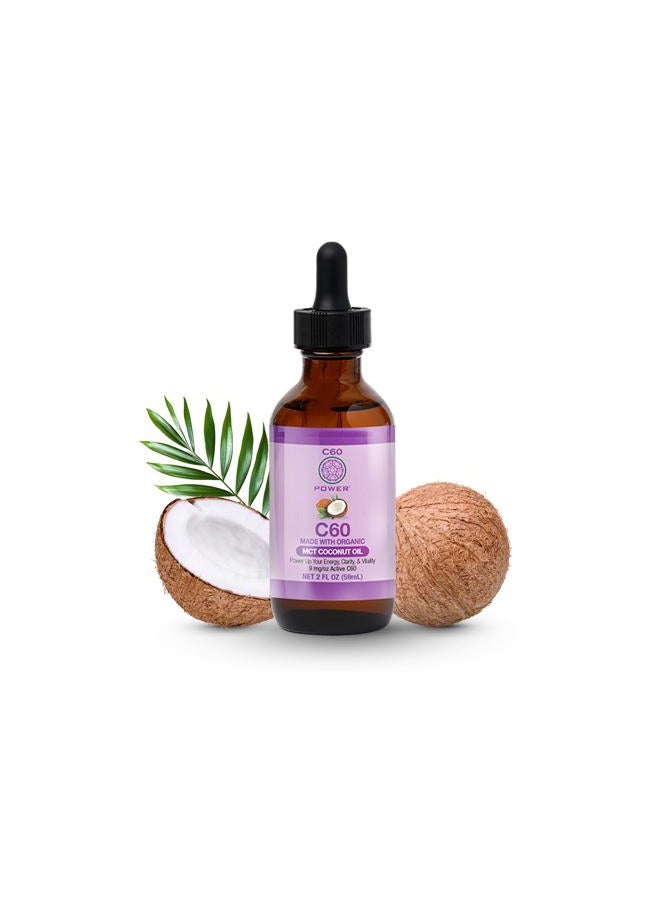 C60 Purple Power C60 Power - MCT 2-oz.- Organic MCT Coconut Oil, 2 Fl Oz, 99.99% Pure Carbon Fullerenes, Lift Oxidative Burden, Optimize Mitochondrial Function - Image 1