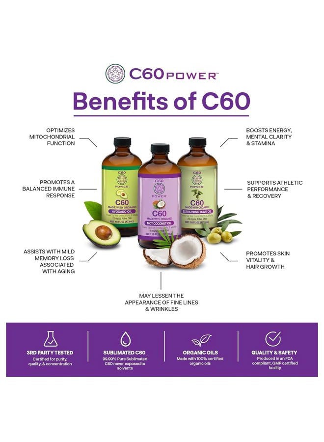 C60 Purple Power C60 Power - MCT 2-oz.- Organic MCT Coconut Oil, 2 Fl Oz, 99.99% Pure Carbon Fullerenes, Lift Oxidative Burden, Optimize Mitochondrial Function - Image 3