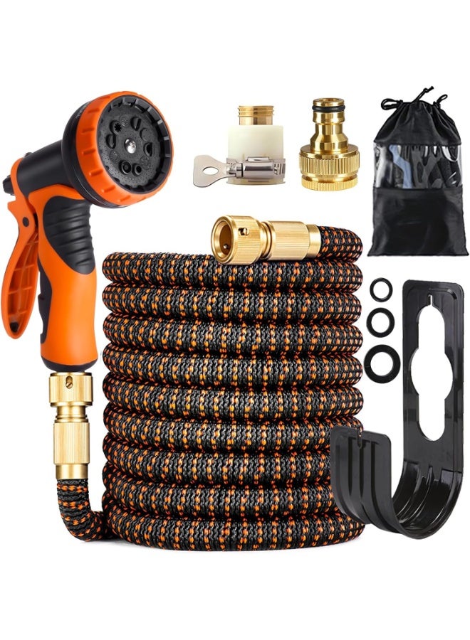 Relex 100ft Garden Hose, Expandable Water Hose, Flexible No-Kink Water Pipe With 10 Function Hose Spray Nozzle, Solid Brass Connector, Holder & Storage Bag for Watering and Washing - Image 1
