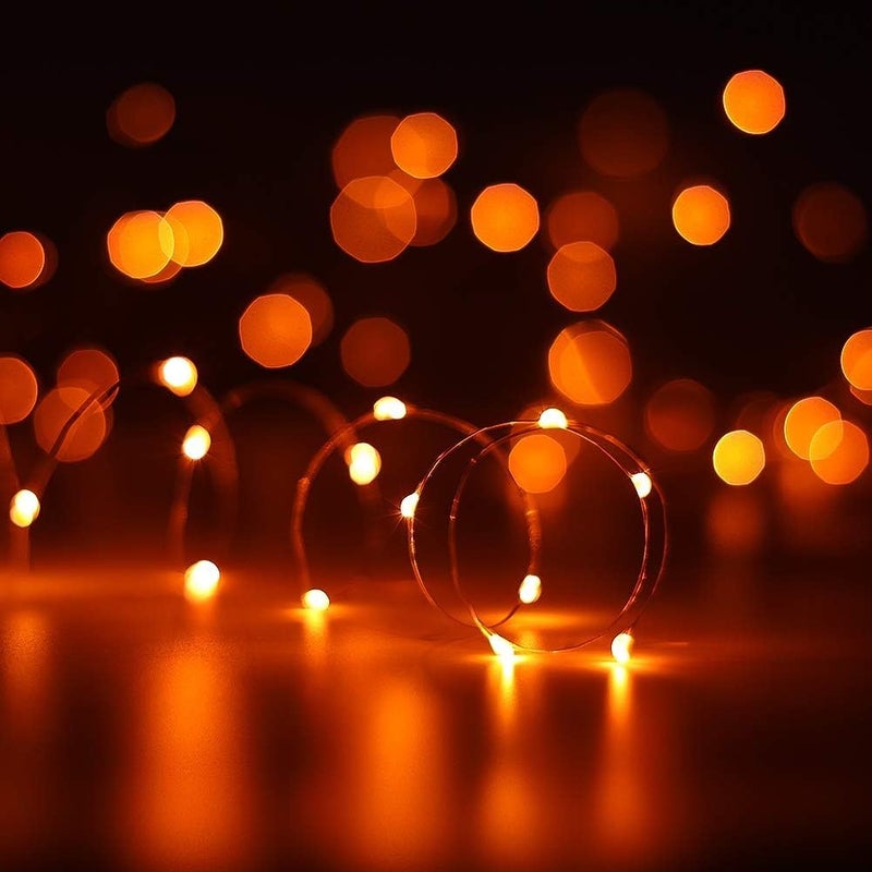 ANJAYLIA Orange String Lights Fairy Lights 10Ft 30 LEDs Twinkle Lights for Party, Halloween, Thanksgiving, Christmas Decoration - Image 2
