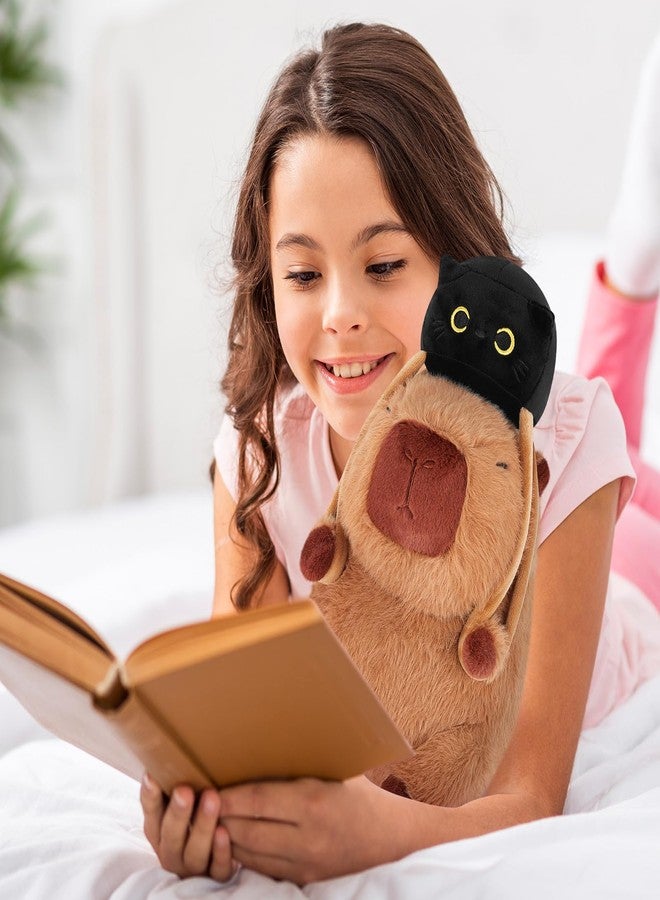 Achwishap Capybara Plush,Capybara Stuffed Animal Cute Plushies,Capybara Plush Toys,Kawaii Plushie Stuffed Toy with Black Cat Backpack Plushies Birthday Gifts for Kids Adults,Brown 9.1” - Image 5