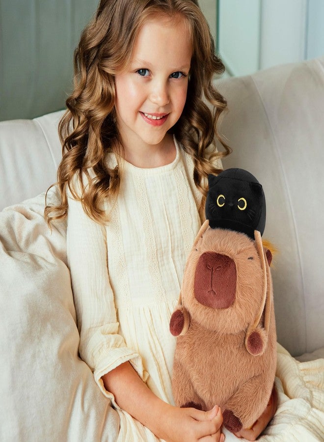 Achwishap Capybara Plush,Capybara Stuffed Animal Cute Plushies,Capybara Plush Toys,Kawaii Plushie Stuffed Toy with Black Cat Backpack Plushies Birthday Gifts for Kids Adults,Brown 9.1” - Image 4