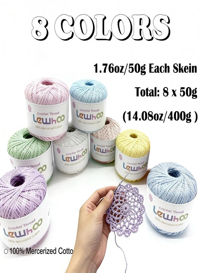 Lewhoo Crochet Thread, 8 Pearl Yarn Balls for Crocheting, 100% Mercerized Cotton Tatting Thread Size 10, Cotton Lace Yarn Hand Embroidery - Image 3