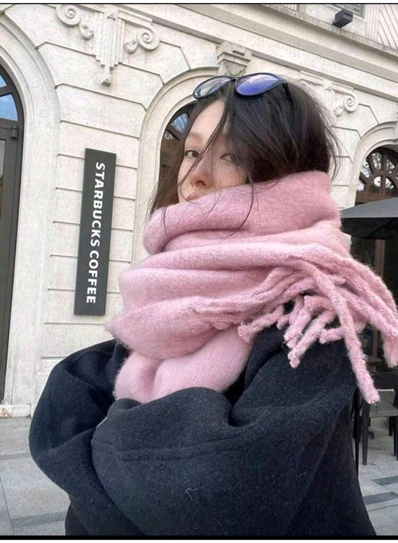 Women’s Soft Baby Pink Winter Scarf – Oversized Cashmere‑Like Shawl for Cozy Elegant Style - Image 3