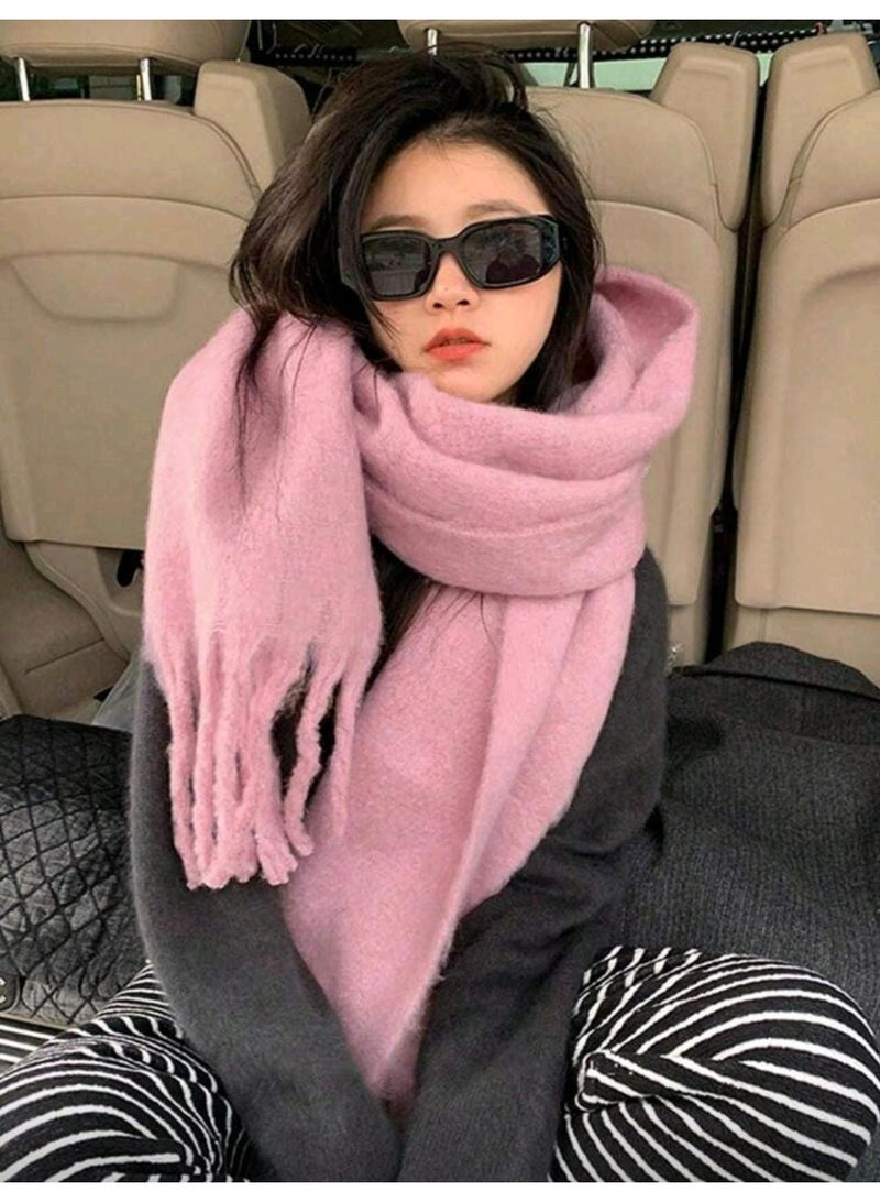 Women’s Soft Baby Pink Winter Scarf – Oversized Cashmere‑Like Shawl for Cozy Elegant Style - Image 1