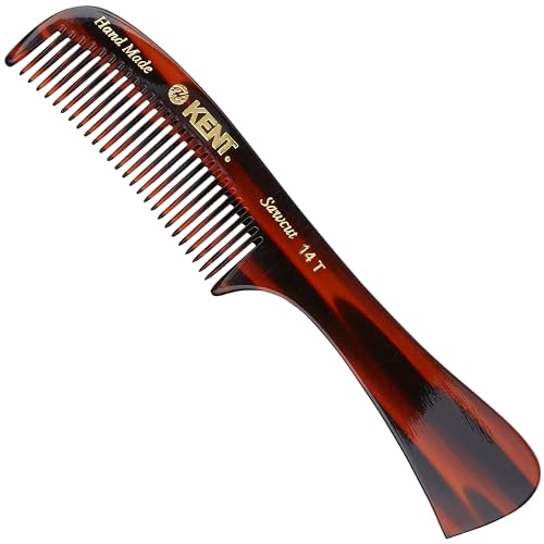 Kent 14T Large all Coarse Hair Detangling Comb Wide Teeth for Long Thick Curly Wavy Hair Hair Detangler Comb For Wet and Dry Rake Comb SawCut from Cellulose and Hand Polished Handmade in England