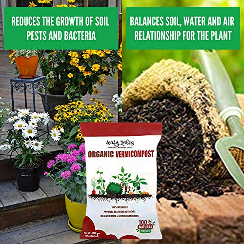 Leafy Tales 1kg Organic Vermicompost Manure Fertilizer - Pure Bio-Organic Fertilizer for Flowers, Vegetables & Lawns | Natural Soil Enricher, Potting Mix Supplement & Plant Food - Image 3