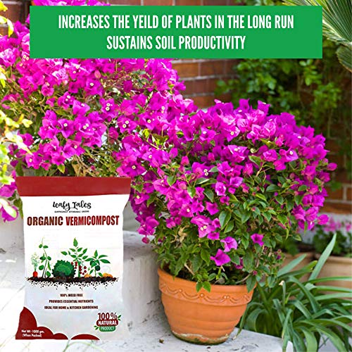 Leafy Tales 1kg Organic Vermicompost Manure Fertilizer - Pure Bio-Organic Fertilizer for Flowers, Vegetables & Lawns | Natural Soil Enricher, Potting Mix Supplement & Plant Food - Image 5