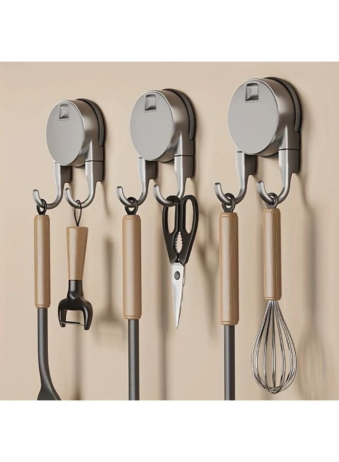 3Pcs Black Suction Cup Hooks Strong Vacuum Storage No Drill Installation Kitchen Bathroom - Image 1