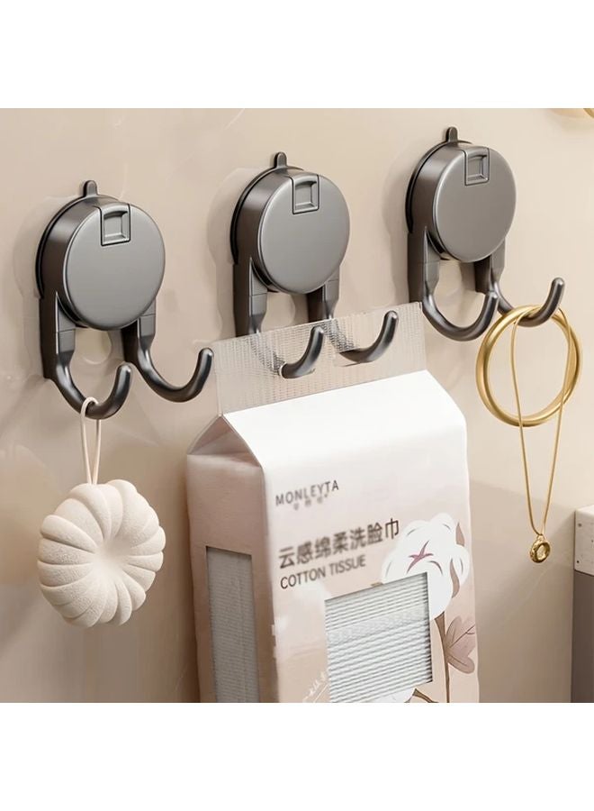 3Pcs Black Suction Cup Hooks Strong Vacuum Storage No Drill Installation Kitchen Bathroom - Image 2