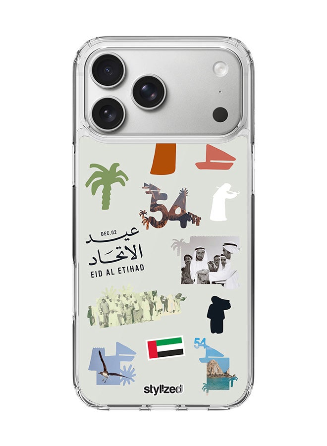 Stylizedd for iPhone 17 Pro Max Case [Compatible with MagSafe] Slim Magnetic cover Clear Phone Case - Eid Al Etihad 54th UAE National Day, Light Grey - Image 1