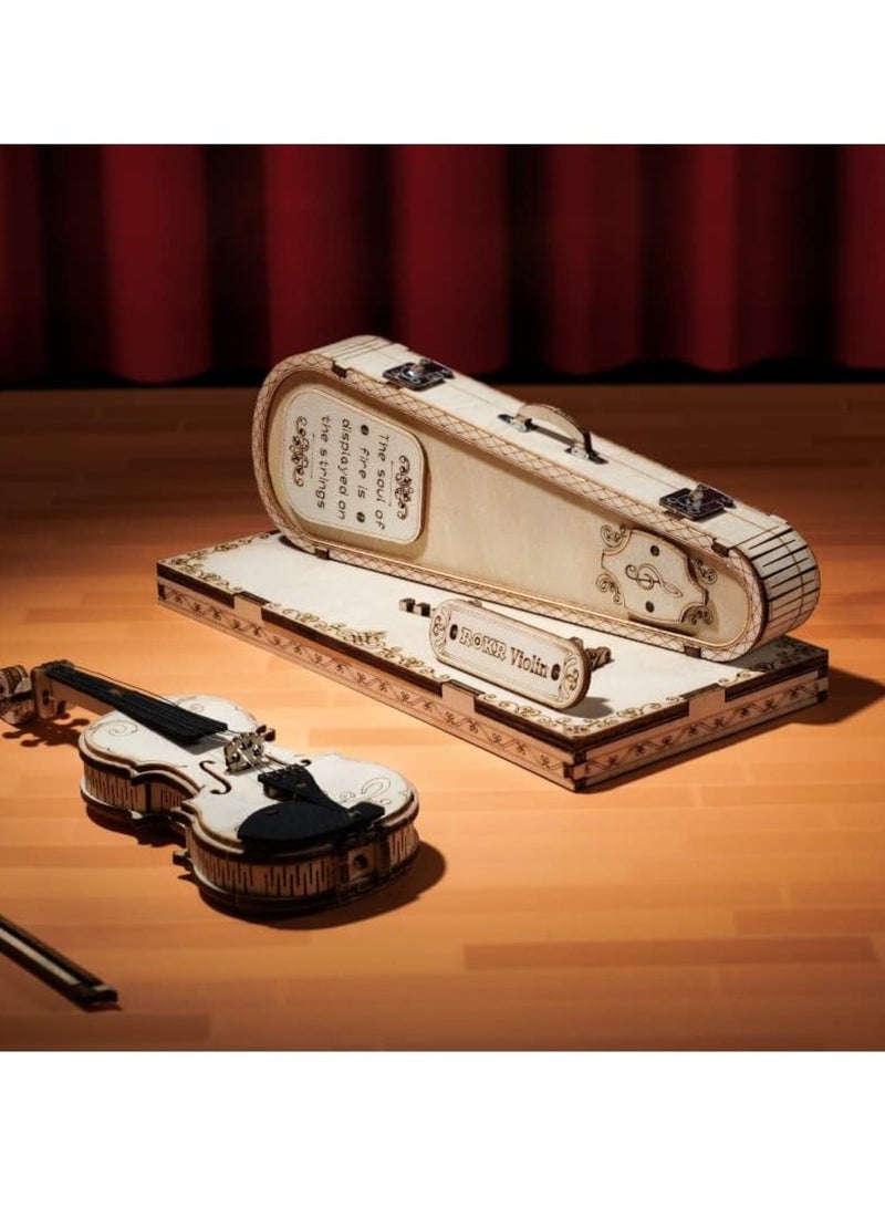 Zikra Wooden 3D Violin Puzzles, Musical Instrument Model Kit 3D Puzzles, Educational Craft Building Toys, Desk Decor/DIY Hobbies/Gifts for Family and Friends, Gifts for Teens and Kids to Build - Image 3