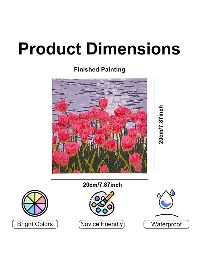Tulip Paint by Numbers Kit with Framed and Easel for Adults Beginner, Flowers Glass Painting Paint by Numbers with Frame for Home Wall Decor, 7.87 x 7.87" - Image 4